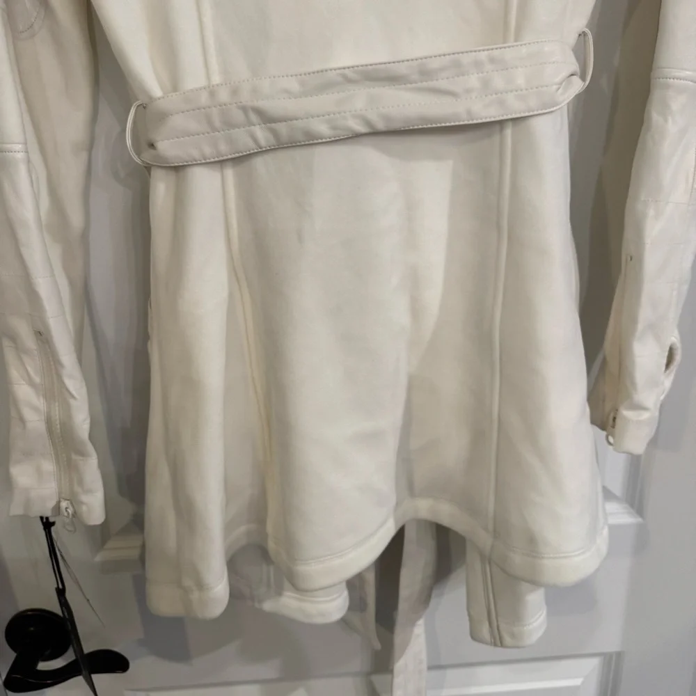 Blanc Noir Drape Velour Jacket in Off White
